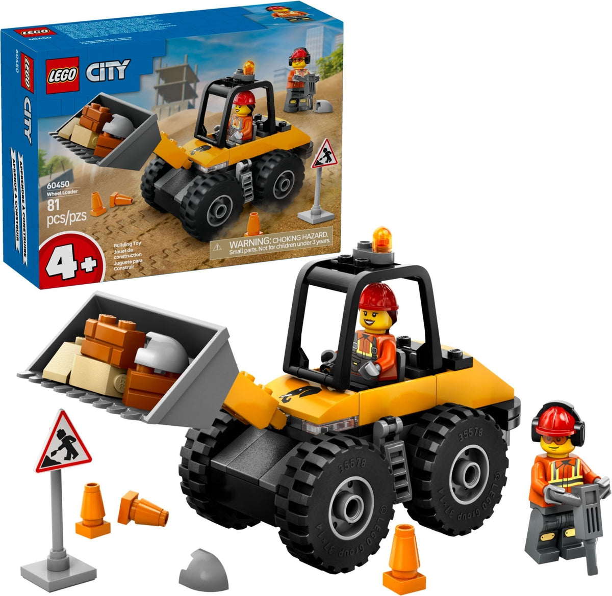 LEGO 60450 Yellow Construction Wheel Loader – Like New | Grade A