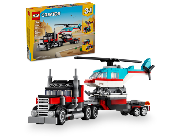 LEGO 31146 Flatbed Truck with Helicopter – Like New | Grade A