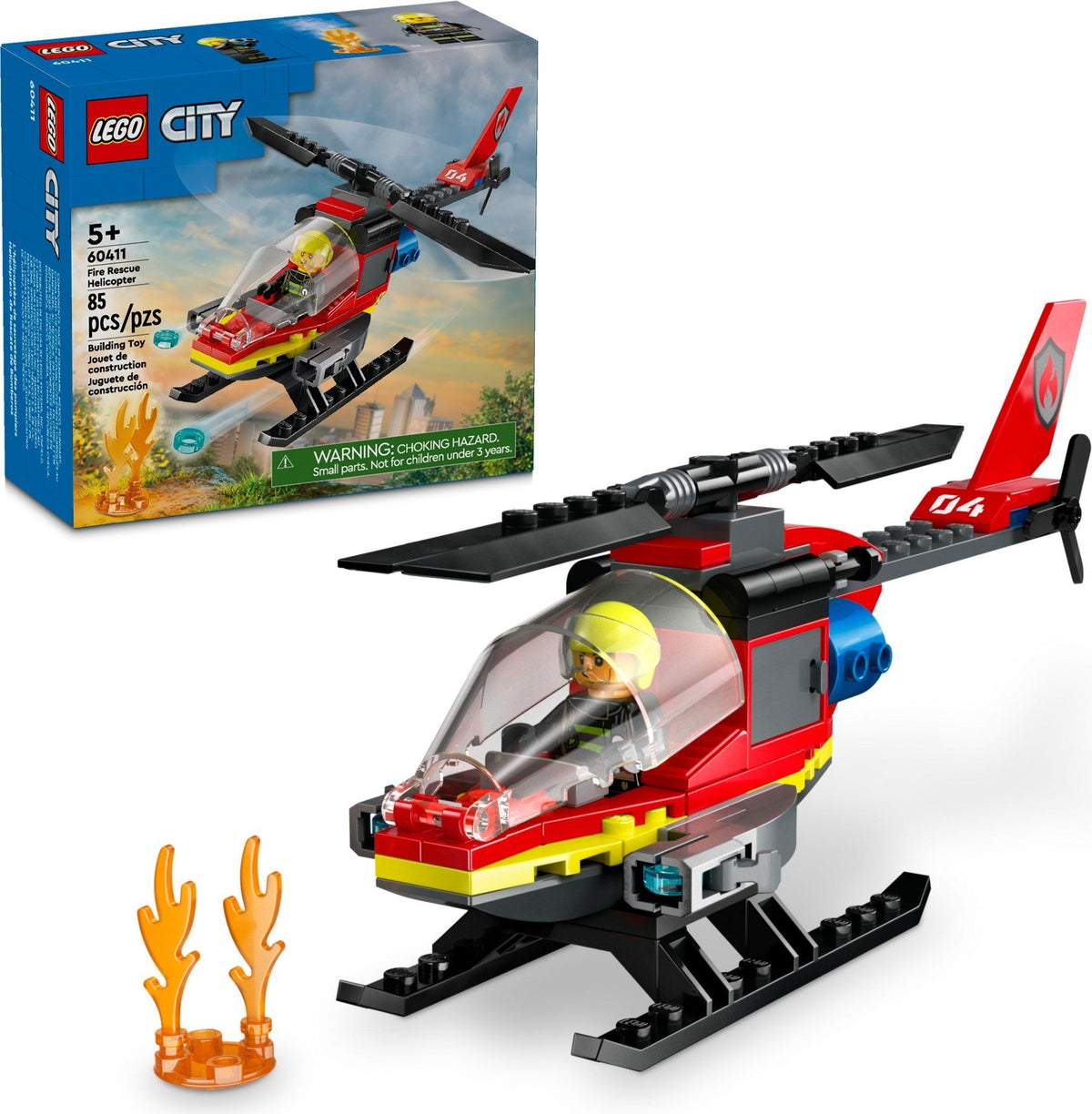 LEGO 60411 L'hélicoptère de sauvetage des pompiers – Comme neuf | Grade A