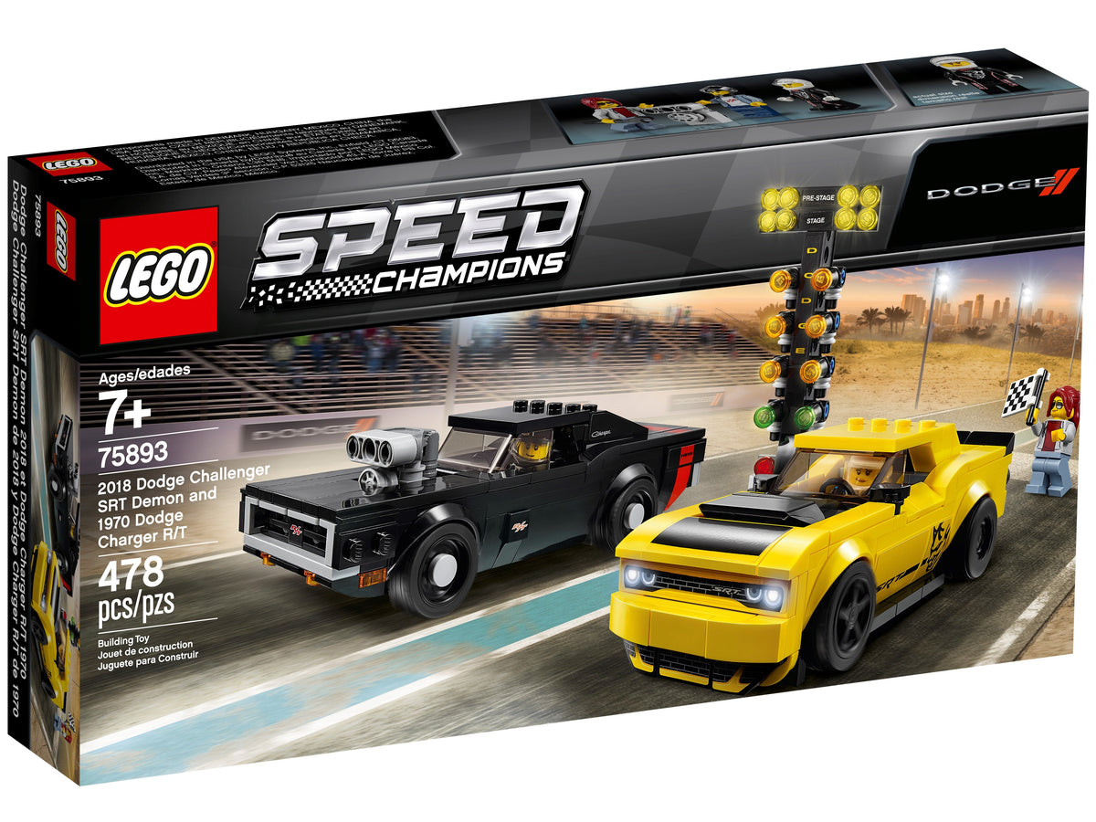 LEGO 75893 2018 Dodge Challenger SRT Demon and 1970 Dodge Charger R/T – Like New | Grade A