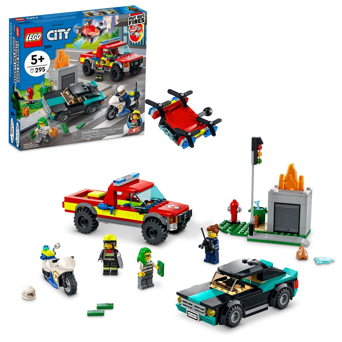 LEGO 60319 Le sauvetage des pompiers et la poursuite de police – Comme neuf | Grade A
